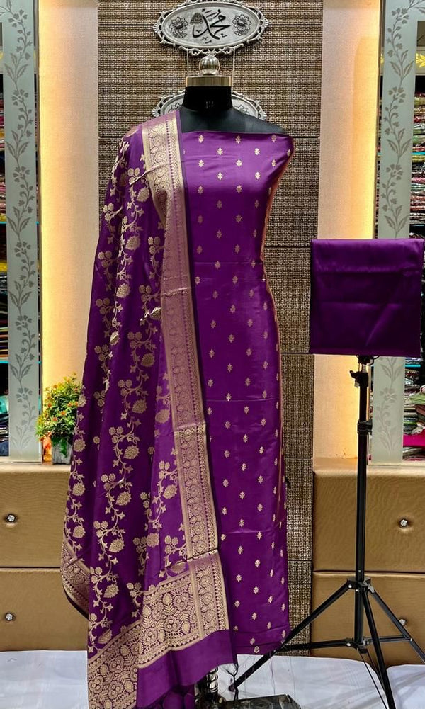 EXCLUSIVE BANARASI KATAN SILK SUIT WITH DUPATTA BKSSYS07 Yuvi style