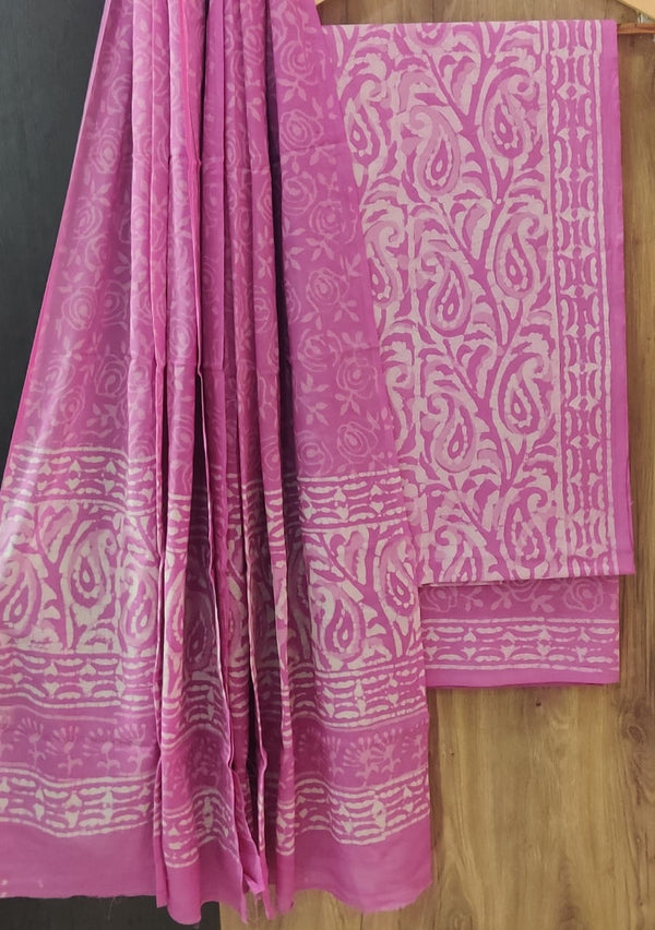 Shop Hand Block Printed Cotton Suit With Cotton Mulmul Dupatta – Yuvi style