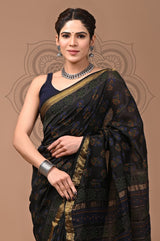 EXCLUSIVE HAND BLOCK PREMIUM MAHESWARI SILK SAREE ( MSYS37)