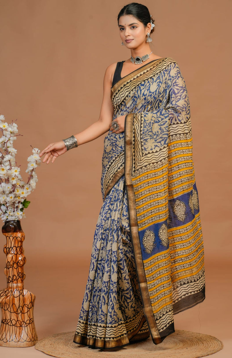 EXCLUSIVE HAND BLOCK PREMIUM MAHESWARI SILK SAREE ( MSYS37)