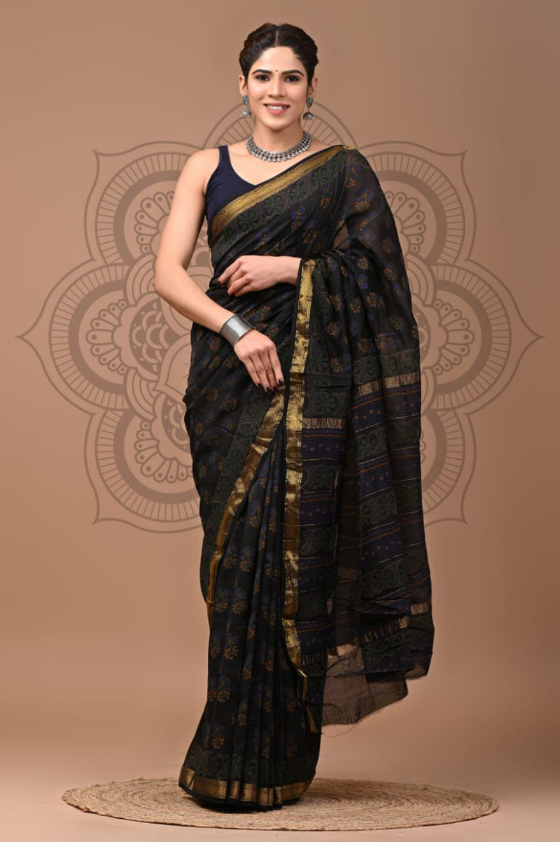 EXCLUSIVE HAND BLOCK PREMIUM MAHESWARI SILK SAREE ( MSYS37)