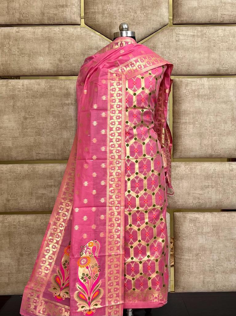 TRADITIONAL BANARASI JAMDANI COTTON SUIT SET (BJCYS13)