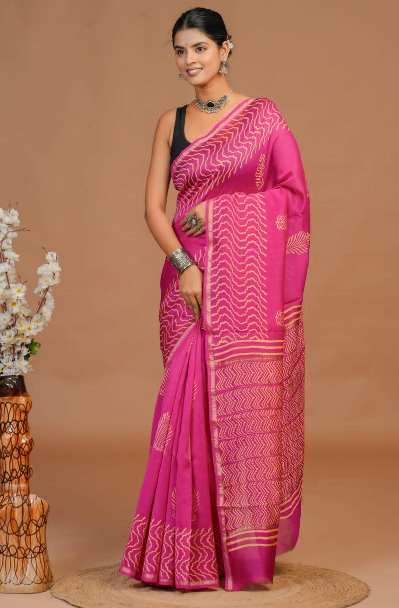 EXCLUSIVE HAND BLOCK PREMIUM CHANDERI SILK SAREE (CHDSYS44)