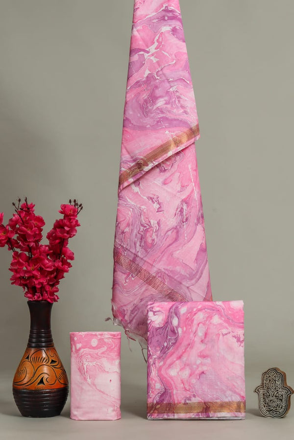 EXCLUSIVE MARBLE PRINT MAHESHWARI SILK SUIT WITH MAHESHWARI SILK DUPATTA (MSLYS201)