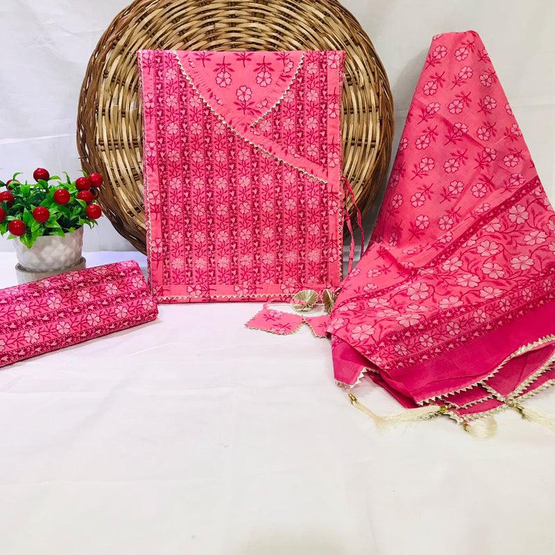 Jaipur Cotton Print Angrakha Unstitched Suit Set ,(ANGYS60)