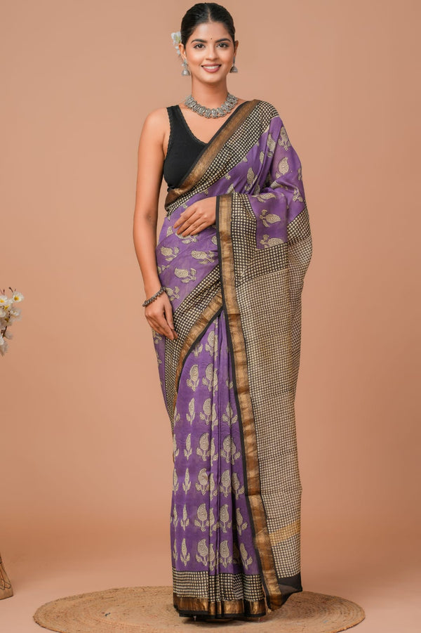 EXCLUSIVE HAND BLOCK PREMIUM MAHESWARI SILK SAREE ( MSYS49)