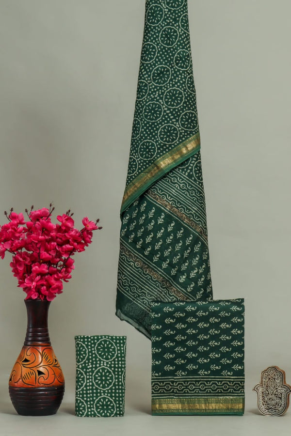 TRADITIONAL HAND BLOCK PRINT MAHESHWARI SILK SUIT WITH MAHESHWARI SILK DUPATTA (MSLYS189)