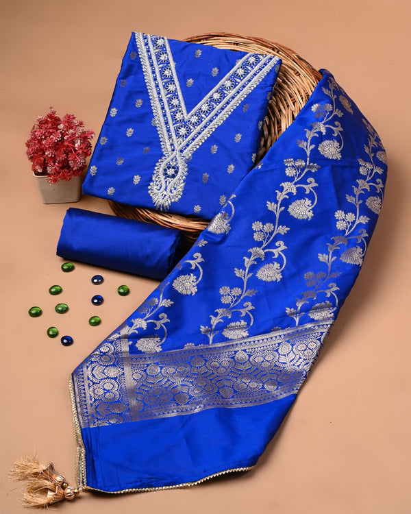 EXCLUSIVE BANARASI KATAN SILK SUIT WITH NECK WORK (BKSSYS14)