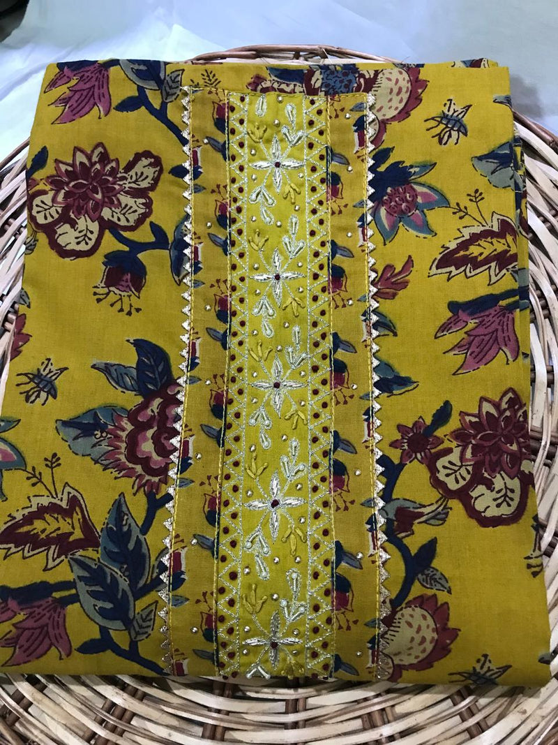 Sanganeri print cotton suit material with cotton dupatta Hand work (GOTAYS99)