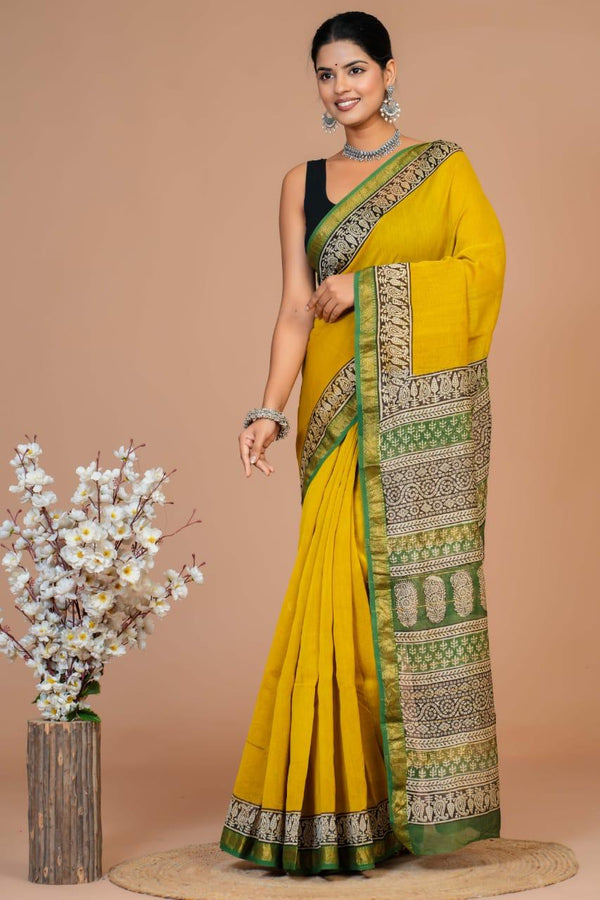 EXCLUSIVE HAND BLOCK PREMIUM MAHESWARI SILK SAREE ( MSYS19)