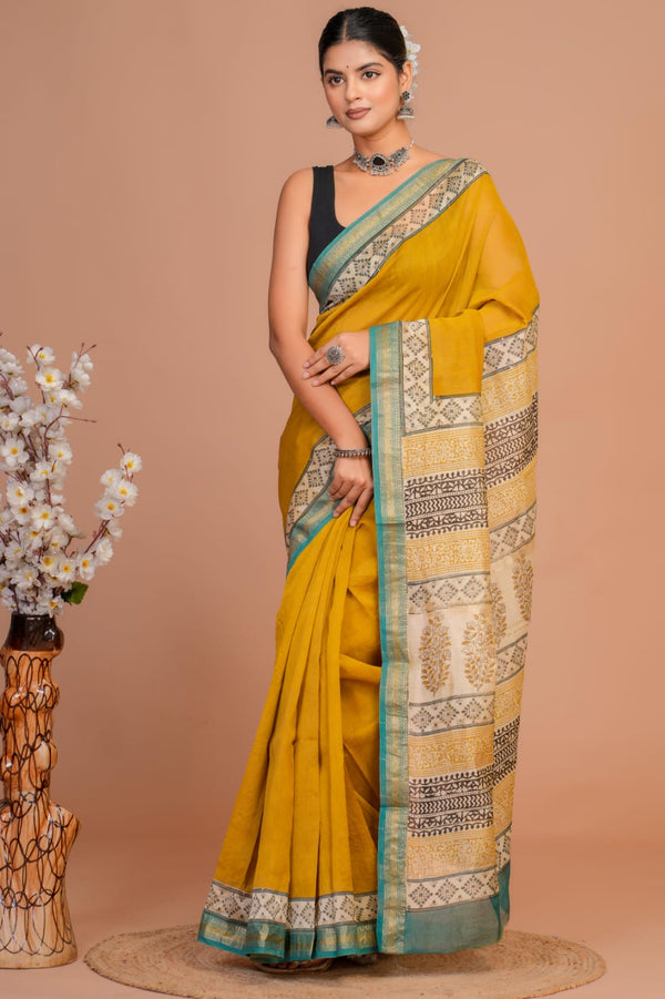 EXCLUSIVE HAND BLOCK PREMIUM MAHESWARI SILK SAREE ( MSYS26)