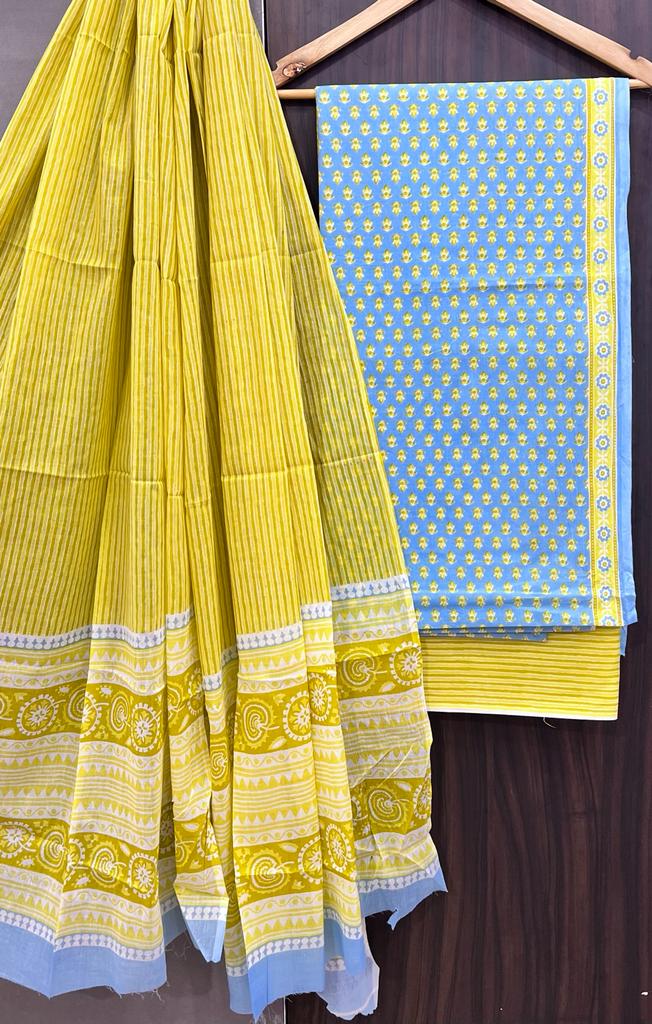 HAND BLOCK PRINT PURE COTTON SUIT WITH COTTON MULMUL DUPATTA (MALYS50)