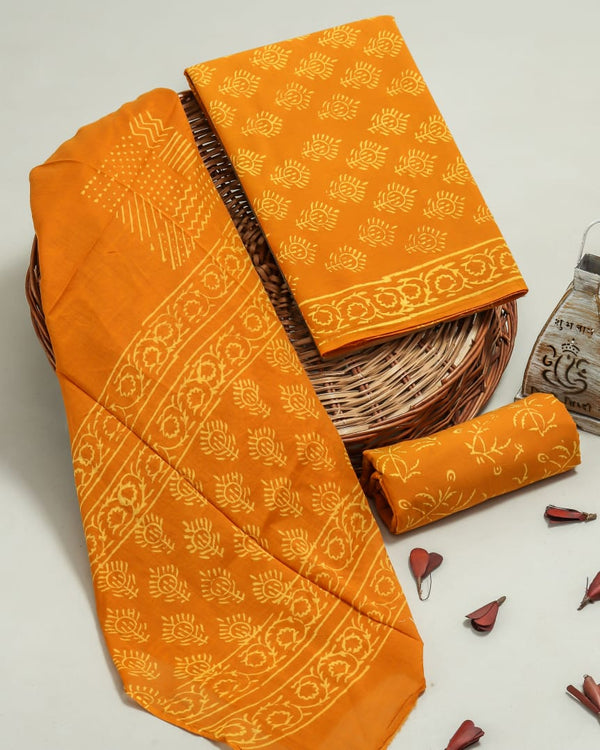 DESIGNER HAND BLOCK PRINT PURE COTTON SUIT WITH COTTON MULMUL (MALYS64)