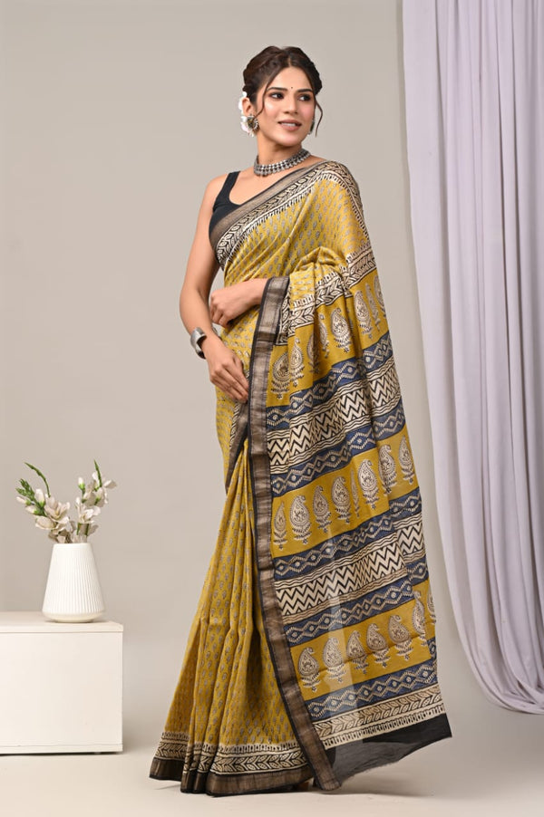 EXCLUSIVE HAND BLOCK PREMIUM MAHESWARI SILK SAREE ( MSYS20)