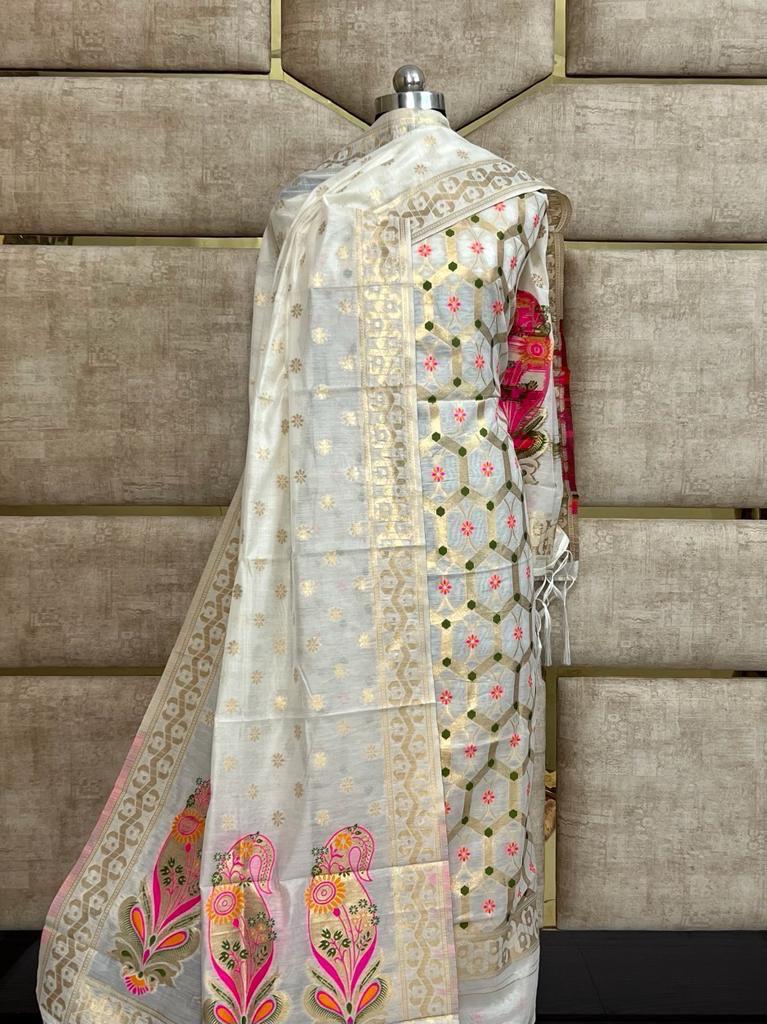 TRADITIONAL BANARASI JAMDANI COTTON SUIT SET (BJCYS12)