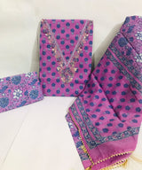 Sanganeri print cotton suit material with cotton dupatta Gotta Hand work  (GOTAYS67)