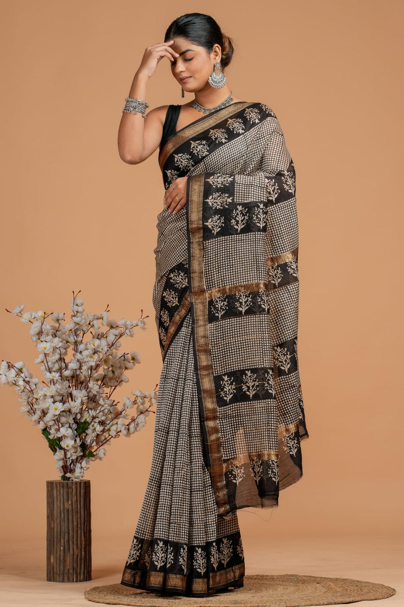 EXCLUSIVE HAND BLOCK PREMIUM MAHESWARI SILK SAREE ( MSYS23)