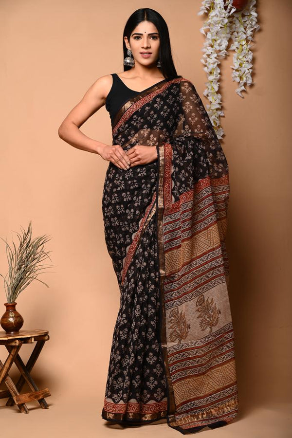 DESIGNER HAND BLOCK PRINTED KOTA DORIYA SILK SAREE(KDSYS26)