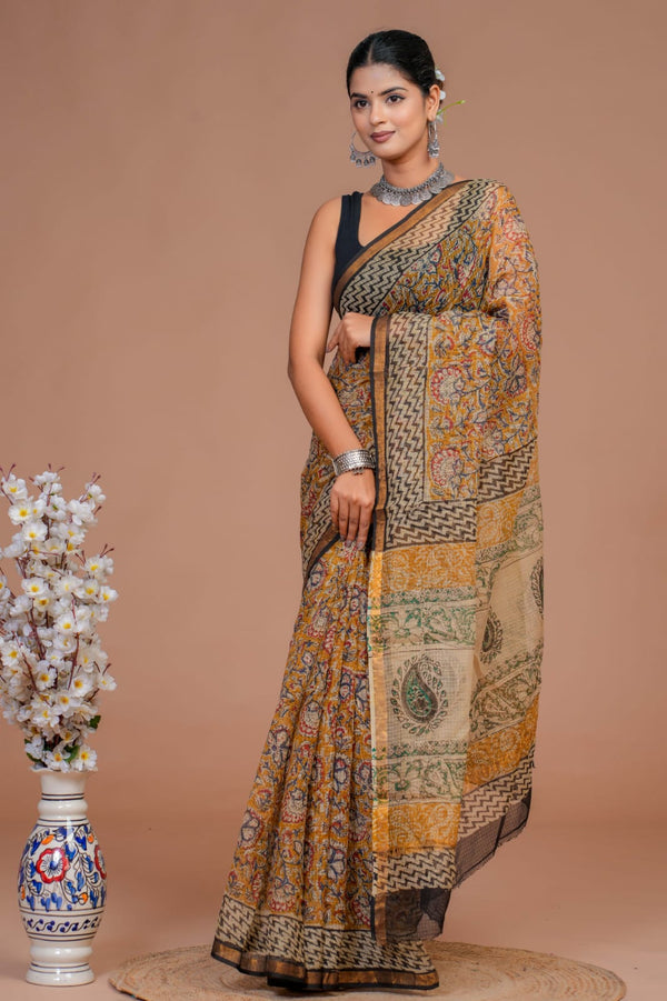 DESIGNER HAND BLOCK PRINTED KOTA DORIYA SILK SAREE(KDSYS28)