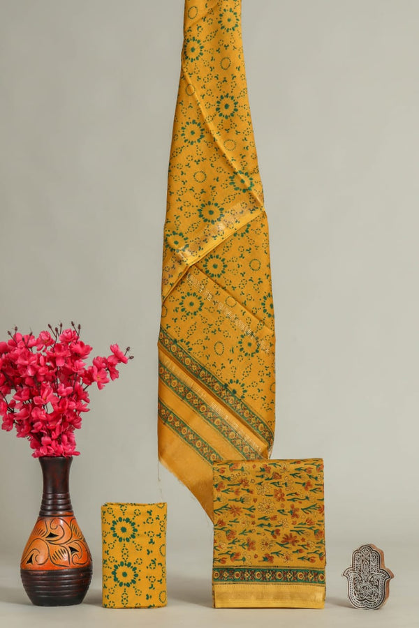 TRADITIONAL HAND BLOCK PRINT MAHESHWARI SILK SUIT WITH MAHESHWARI SILK DUPATTA (MSLYS134)