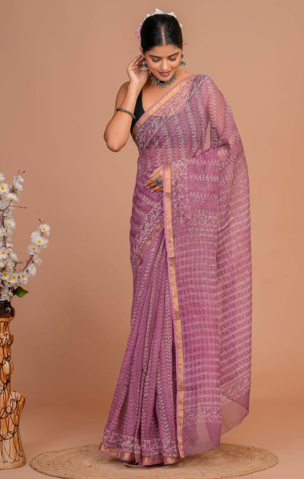 DESIGNER HAND BLOCK PRINTED KOTA DORIYA SILK SAREE(KDSYS29)