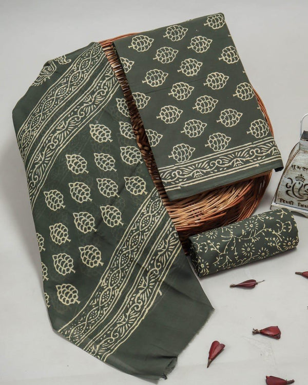 EXCLUSIVE HAND BLOCK PRINT PURE COTTON SUIT WITH COTTON MULMUL DUPATTA (MALYS111)