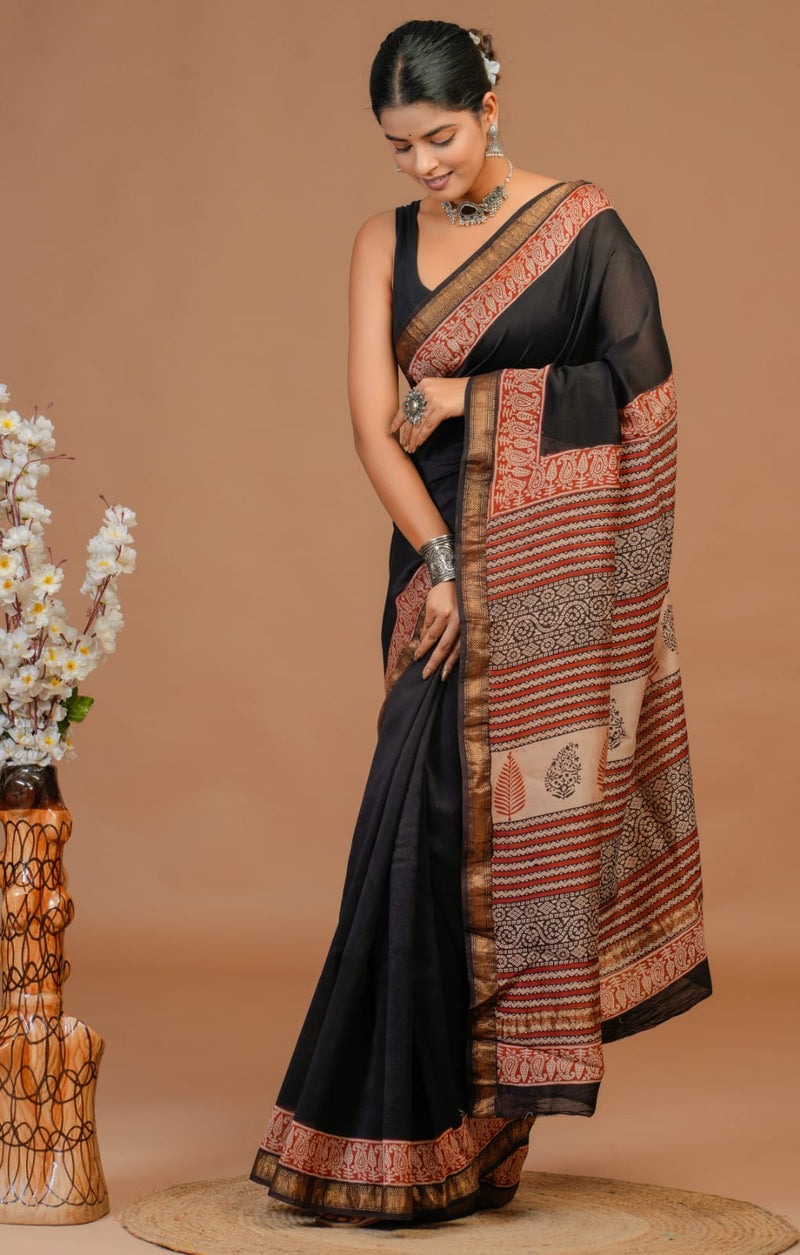 EXCLUSIVE HAND BLOCK PREMIUM MAHESWARI SILK SAREE ( MSYS02)