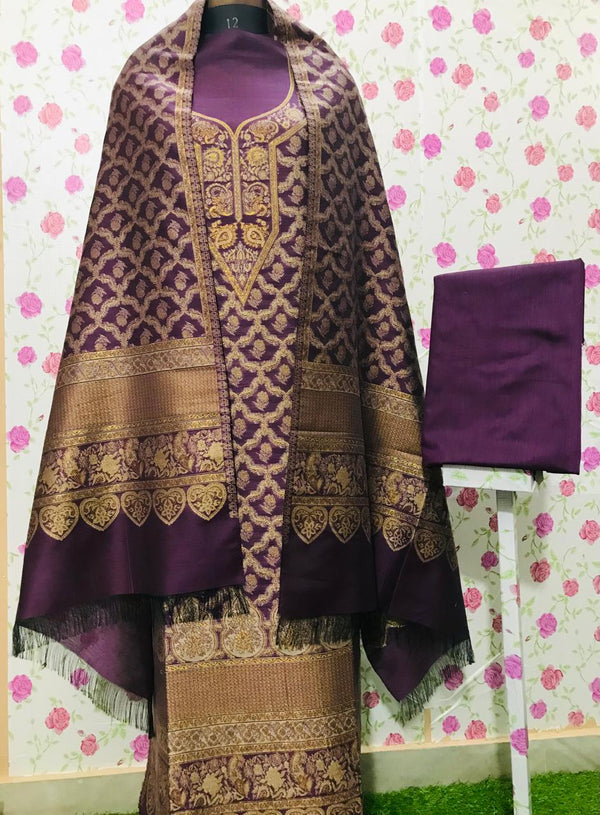 Exclusive Silk Modal Zari Work Kani Suit (SMZWKSYS06)