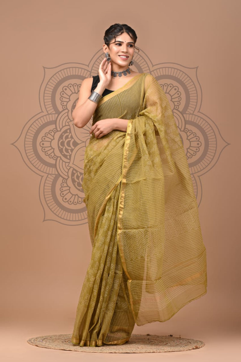 DESIGNER HAND BLOCK PRINTED KOTA DORIYA SILK SAREE(KDSYS33)