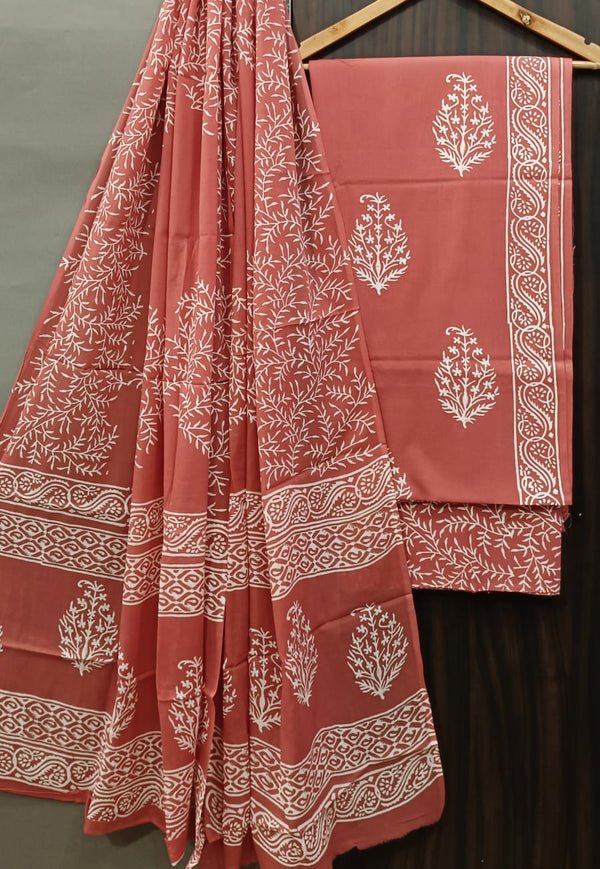 EXCLUSIVE HAND BLOCK PRINT PURE COTTON SUIT WITH COTTO MULMUL DUPATTA (MALYS251)