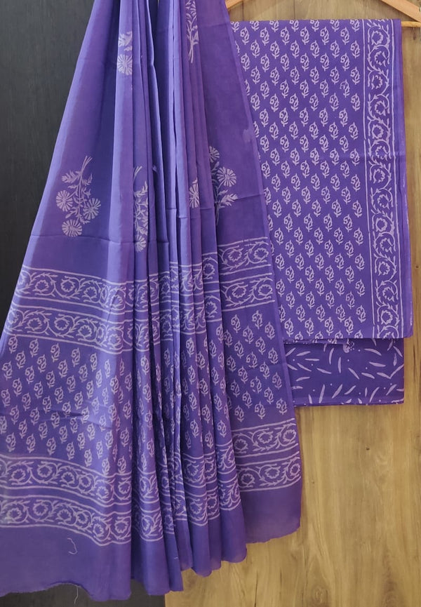 DESIGNER HAND BLOCK PRINT PURE COTTON SUIT WITH COTTON MULMUL DUPATTA(MALYS77)