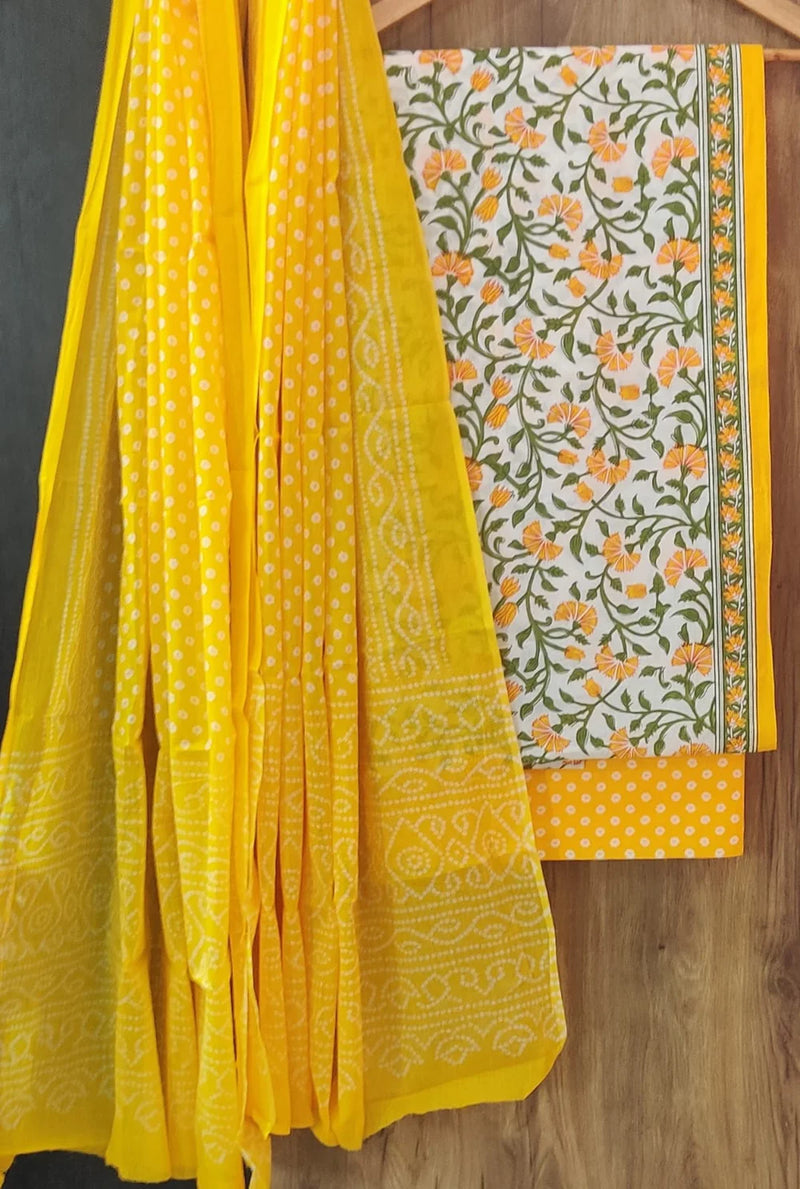 DESIGNER HAND BLOCK PRINT PURE COTTON SUIT WITH COTTON MULMUL DUPATTA (MALYS29)