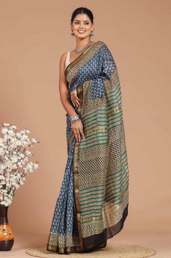 EXCLUSIVE HAND BLOCK PREMIUM MAHESWARI SILK SAREE ( MSYS28)