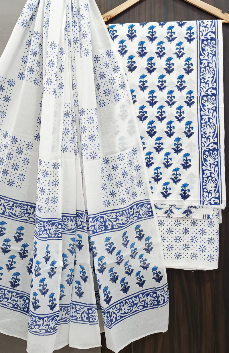 DESIGNER HAND BLOCK PRINT PURE COTTON SUIT WITH MULMUL DUPATTA (MALYS108)