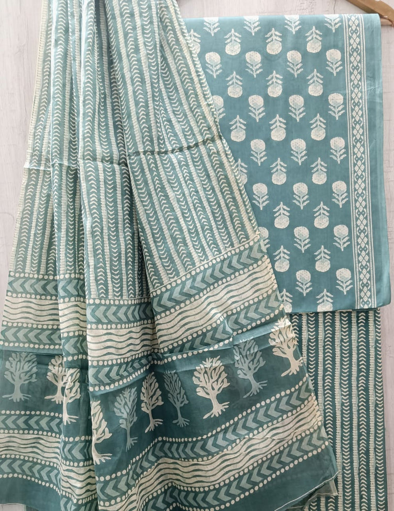 YUVI STYLE HAND BLOCK PRINT PURE COTTON SUIT WITH COTTO MULMUL DUPATTA (MALYS265)