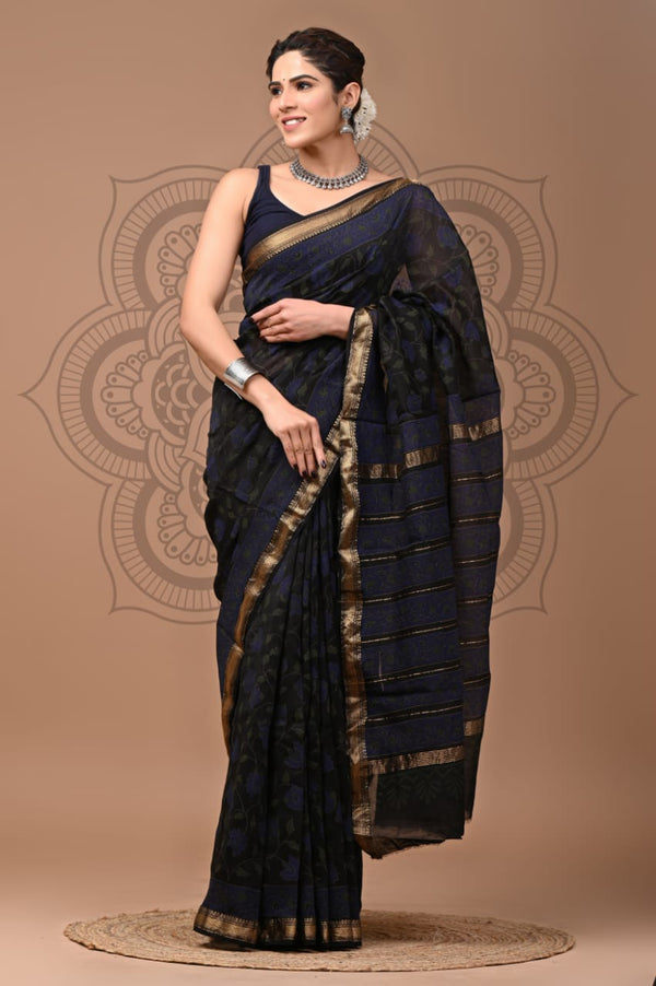 EXCLUSIVE HAND BLOCK PREMIUM MAHESWARI SILK SAREE ( MSYS55)