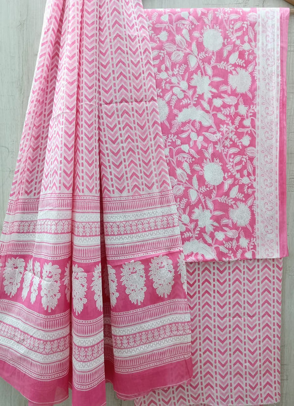 EXCLUSIVE HAND BLOCK PRINT PURE COTTON SUIT WITH COTTO MMUL DUPATTA (MALYS134)