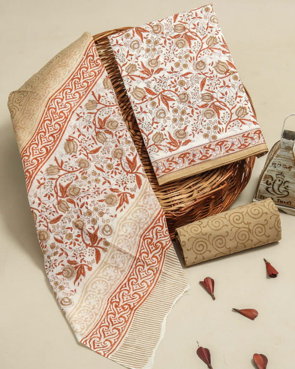 TRADITIONAL HAND BLOCK PRINT PURE COTTON SUIT WITH COTTON MULMUL DUPATTA( MALYS225)