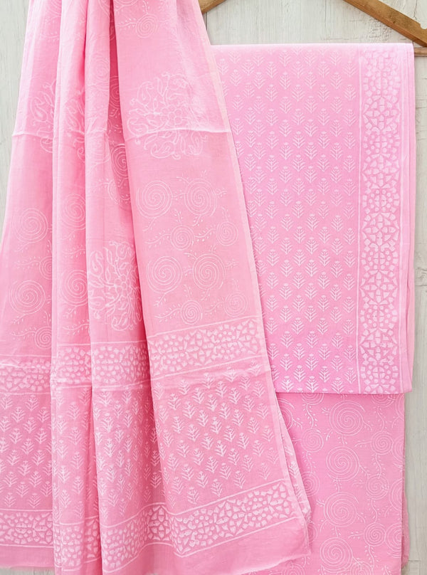 TRADITIONAL HAND BLOCK PRINT PURE COTTON SUIT WITH COTTON MULMUL DUPATTA( MALYS225)