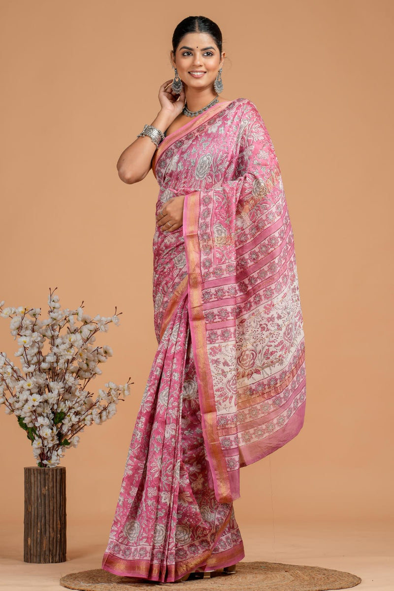 EXCLUSIVE HAND BLOCK PREMIUM MAHESWARI SILK SAREE ( MSYS25)