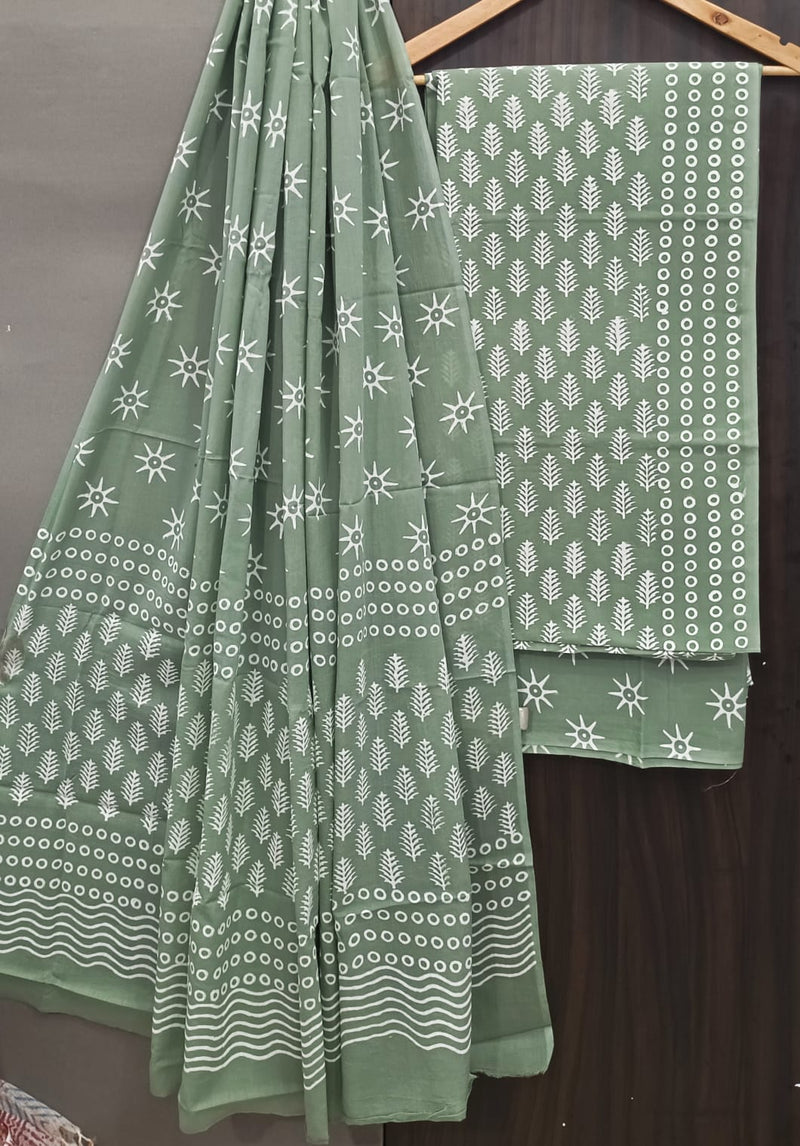 DESIGNER HAND BLOCK PRINT PURE COTTON SUIT WITH COTTON MULMUL DUPATTA(MALYS260)