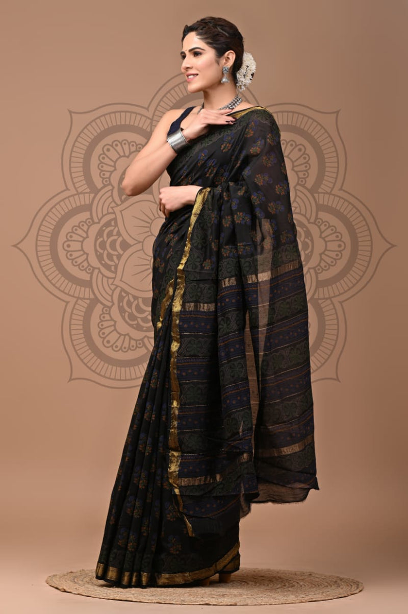 EXCLUSIVE HAND BLOCK PREMIUM MAHESWARI SILK SAREE ( MSYS37)