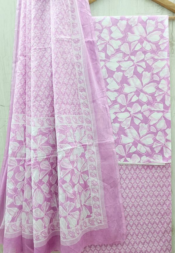 YUVI STYLE HAND BLOCK PRINT PURE COTTON SUIT WITH COTTO MULMUL DUPATTA (MALYS270)