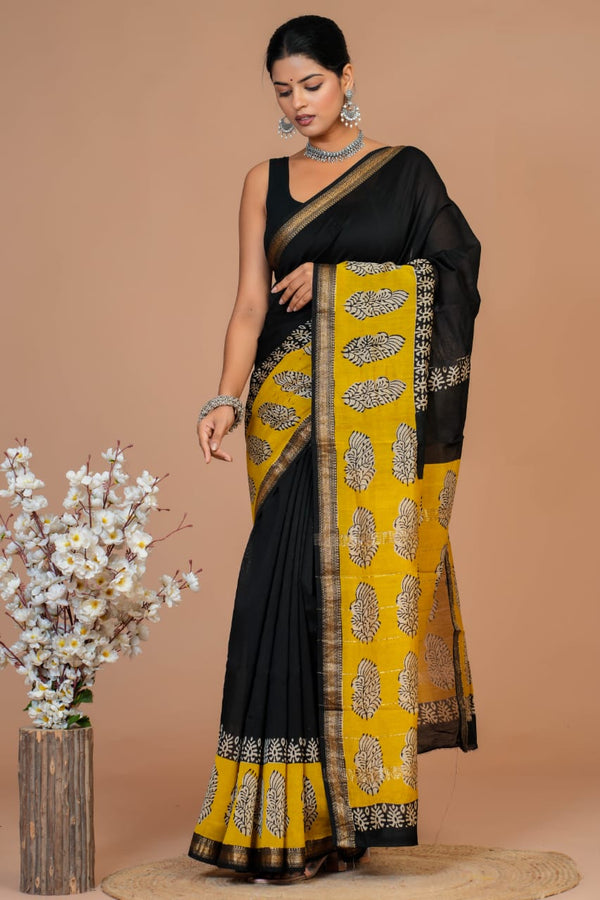 EXCLUSIVE HAND BLOCK PREMIUM  MAHESWARI SILK SAREE ( MSYS40)