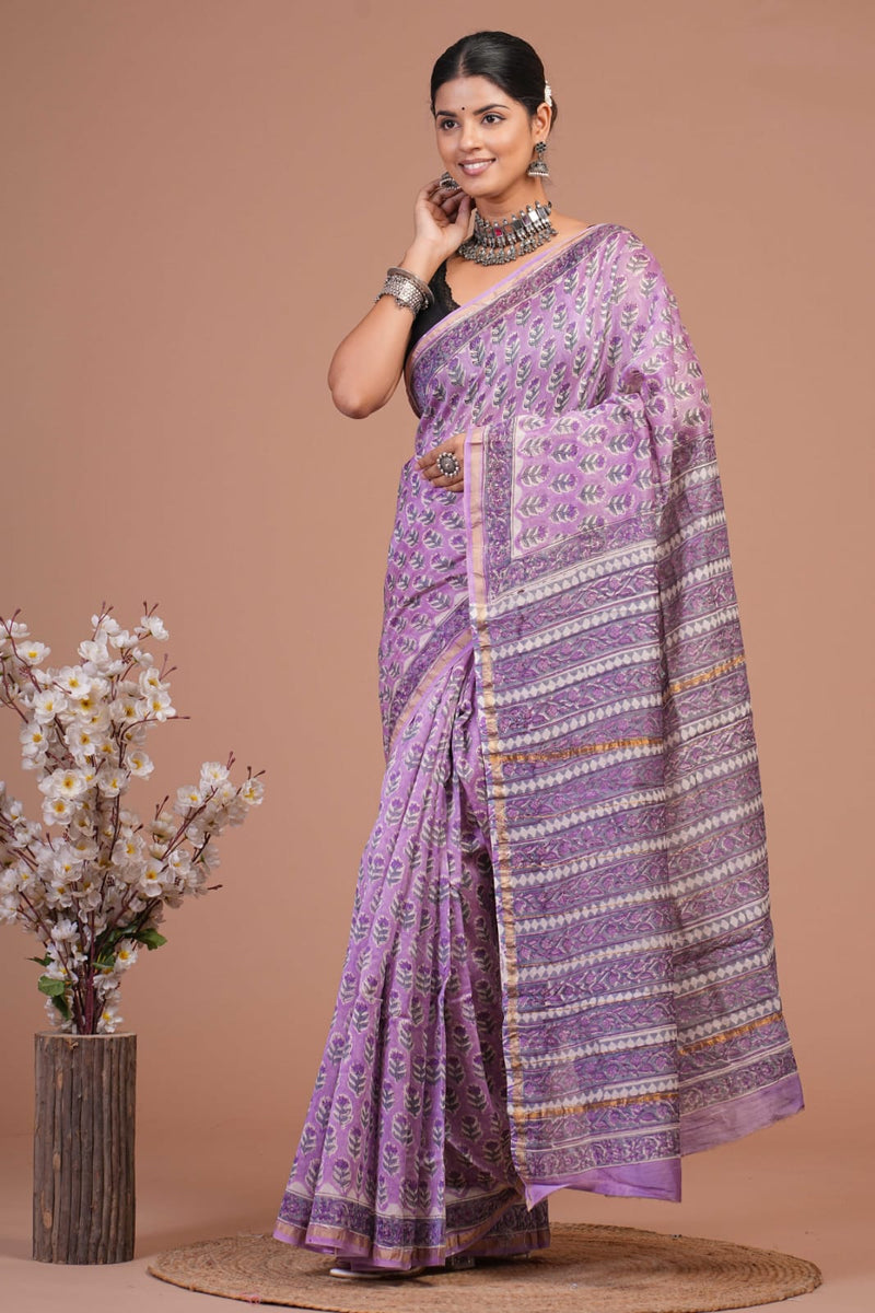 EXCLUSIVE HAND BLOCK PREMIUM CHANDERI SILK SAREE (CHDSYS44)