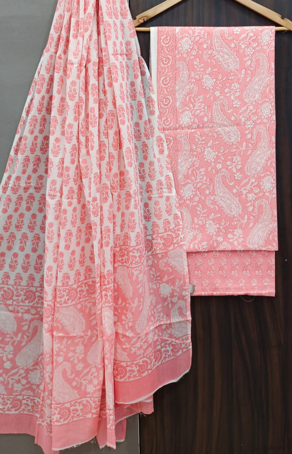 EXCLUSIVE HAND BLOCK PRINT PURE COTTON SUIT WITH MULMUL DUPATTA (MALYS307)