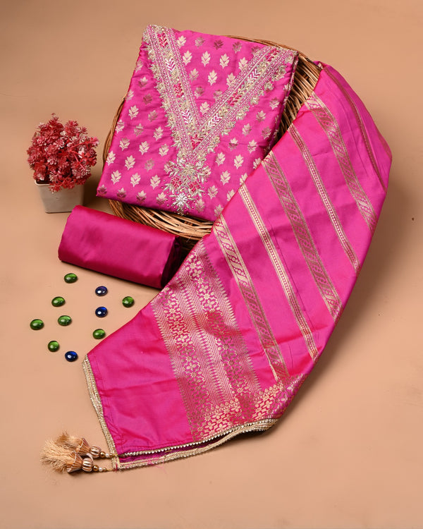 EXCLUSIVE BANARASI KATAN SILK SUIT WITH NECK WORK (BKSSYS12)