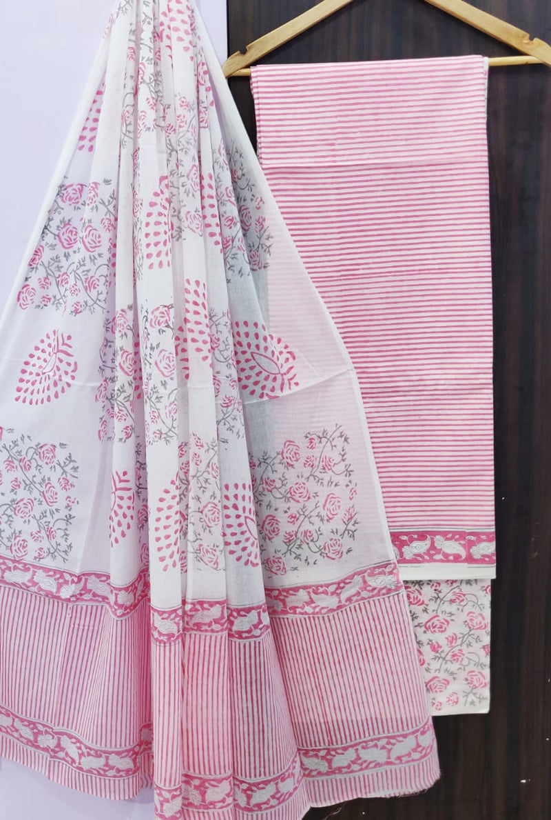 EXCLUSIVE HAND BLOCK PRINT PURE COTTON SUIT WITH COTTO MULMUL DUPATTA (MALYS125)