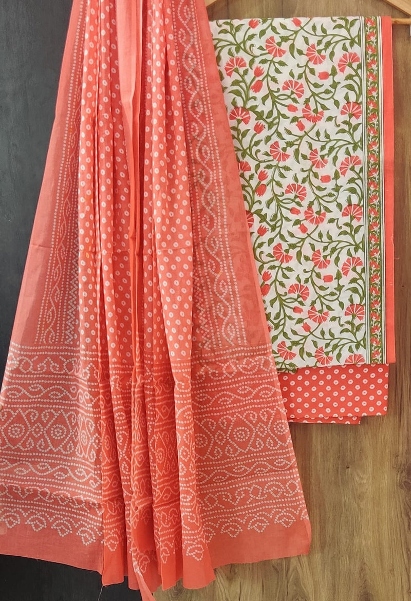 YUVI STYLE HAND BLOCK PRINT PURE COTTON SUIT WITH COTTO MMUL DUPATTA (MALYS139)