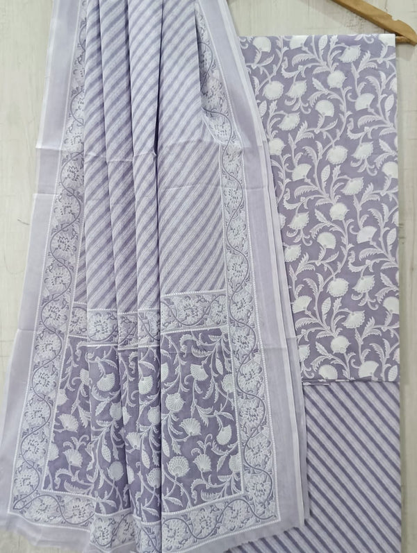 DESIGNER HAND BLOCK PRINT PURE COTTON SUIT WITH COTTON MULMUL DUPATTA  (MALYS28)